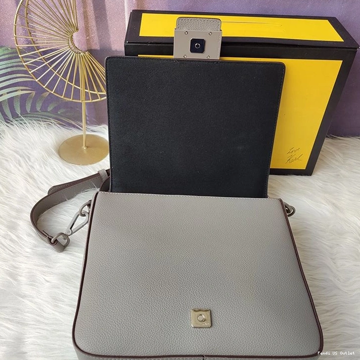 Affordable HOT Leather Romano In Fendi Grey Cuoio Medium Baguette Messenger 0723